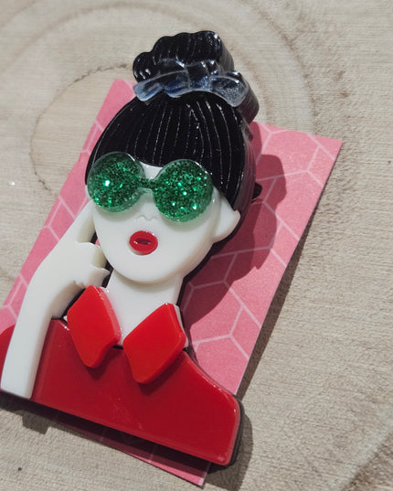 Elegant Woman Brooch * Acrylic Brooch Pin