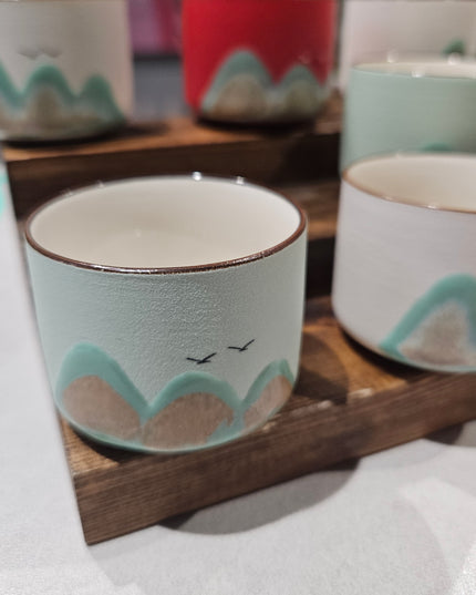 Ceramic Mountain Espresso Cups Pale Green