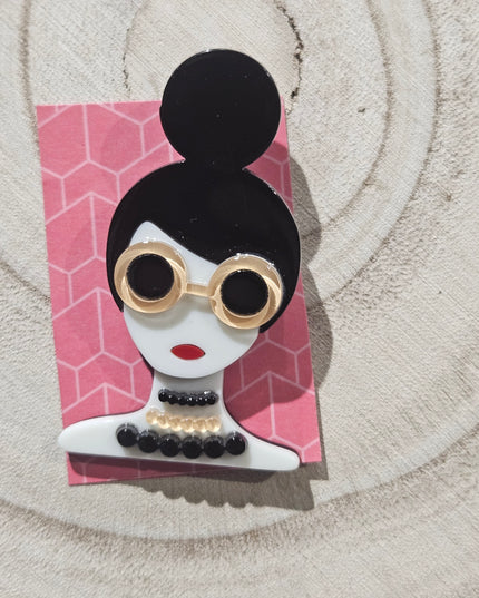 Elegant Woman Brooch * Acrylic Brooch Pin