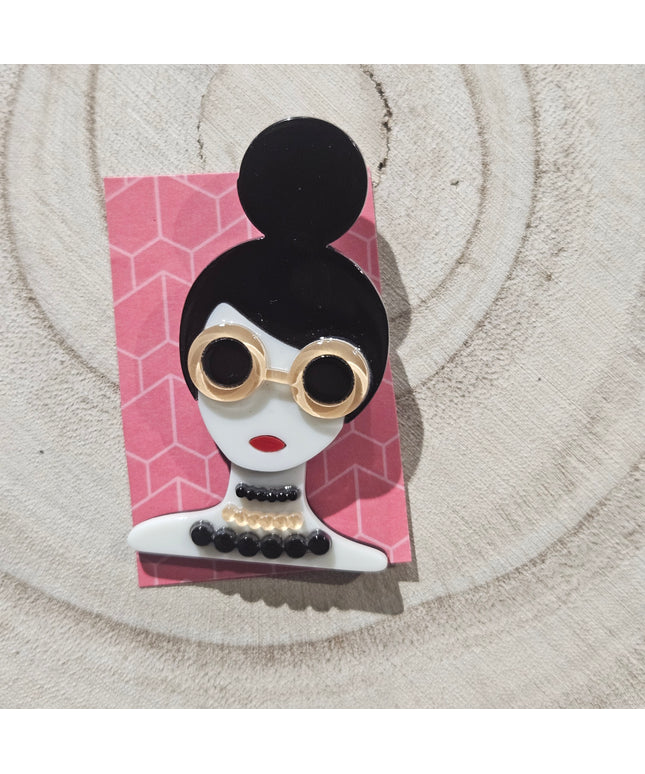 Elegant Woman Brooch * Acrylic Brooch Pin