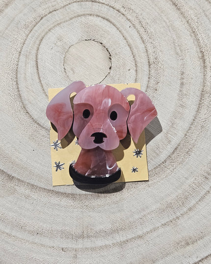 Dog Brooch Pink * Acrylic Brooch Pin