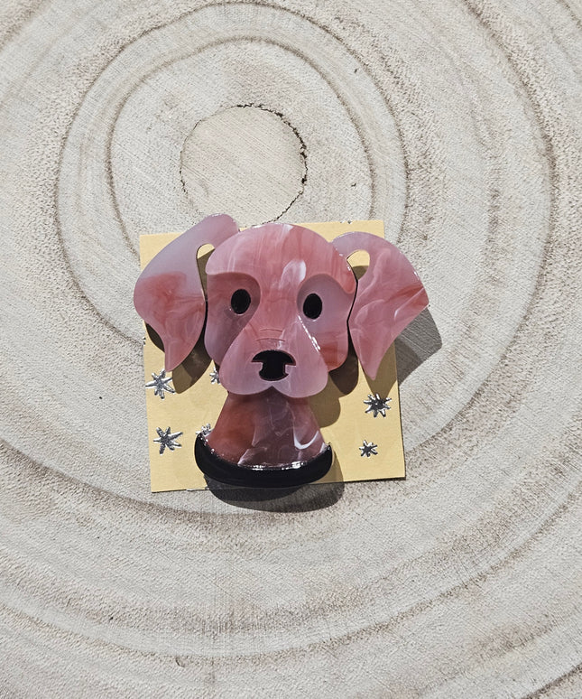 Dog Brooch Pink * Acrylic Brooch Pin
