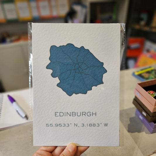 Edinburgh Art Print - Longitude and Latitude A5