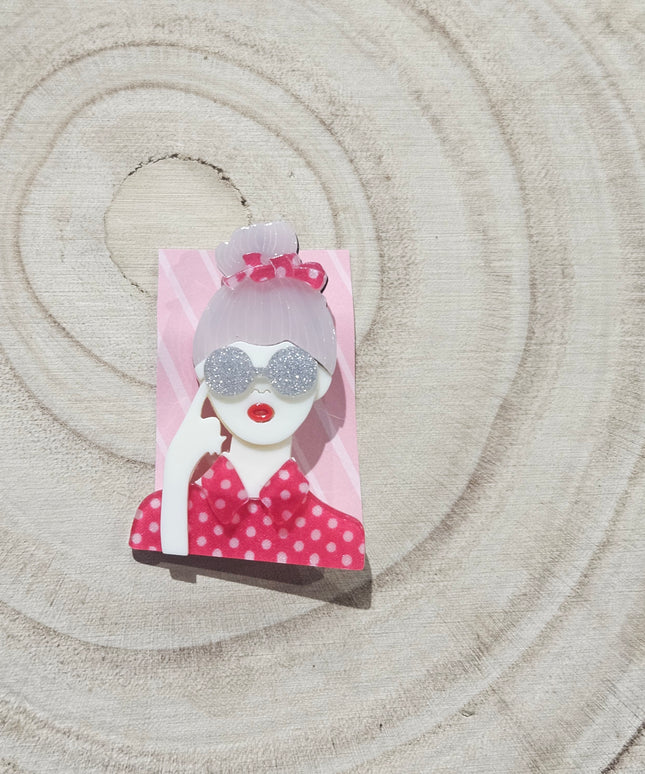 Elegant Woman Brooch * Acrylic Brooch Pin