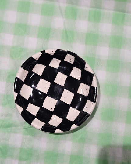Trinket Dish * Black Checkered