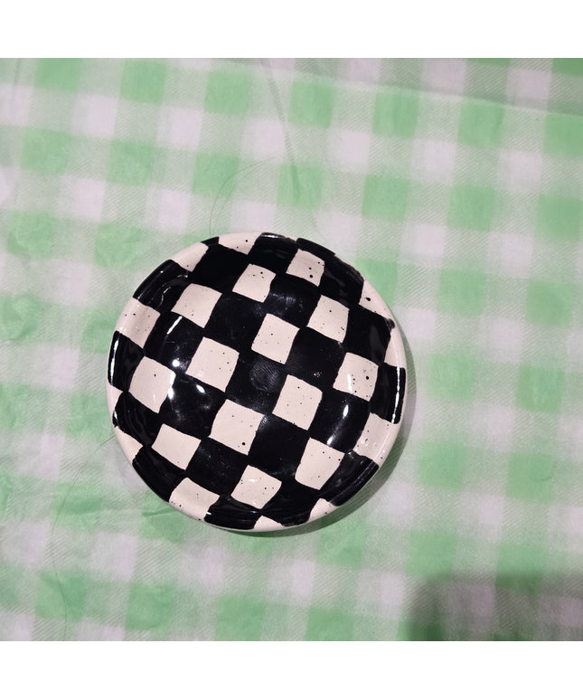 Trinket Dish * Black Checkered