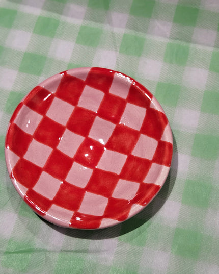 Trinket Dish * Pink Checkered