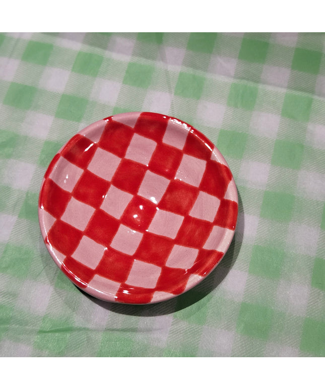Trinket Dish * Pink Checkered