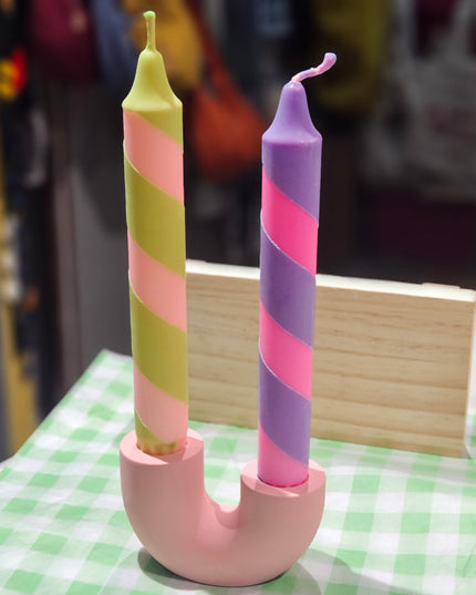 U Candle Holder * Pink / Candles