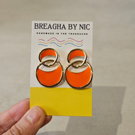 Geometric Circle Earrings- Orange